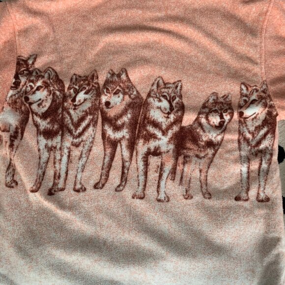 Vintage Wolf Pack Fleece Jacket XL Pink Sherpa Lined Hooded Cozy Teddy Coat 90s - Picture 4 of 10